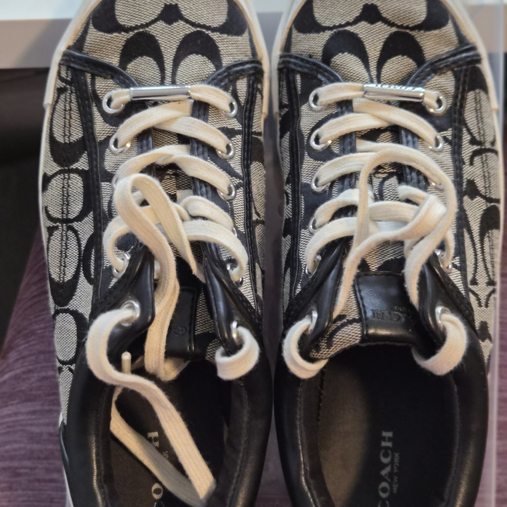 Coach Black and Cream Patterned Sneakers